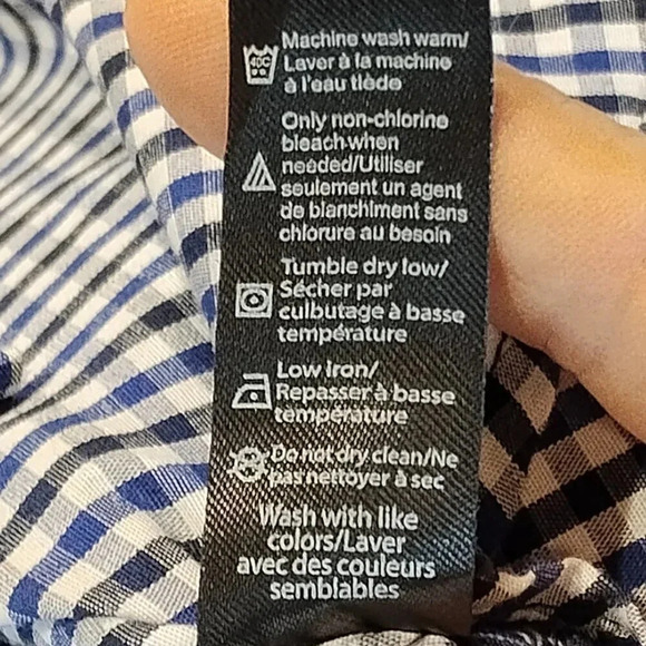 George Kids NWOT Blue/White/Black Plaid Long Sleeve Button Up Shirt Size L 10-12 - Picture 9 of 11